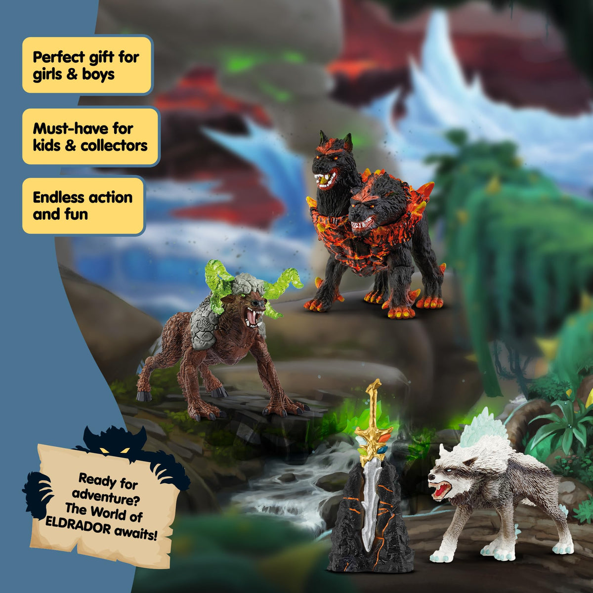 Schleich Eldrador figures set with durable finishes for long-lasting play.