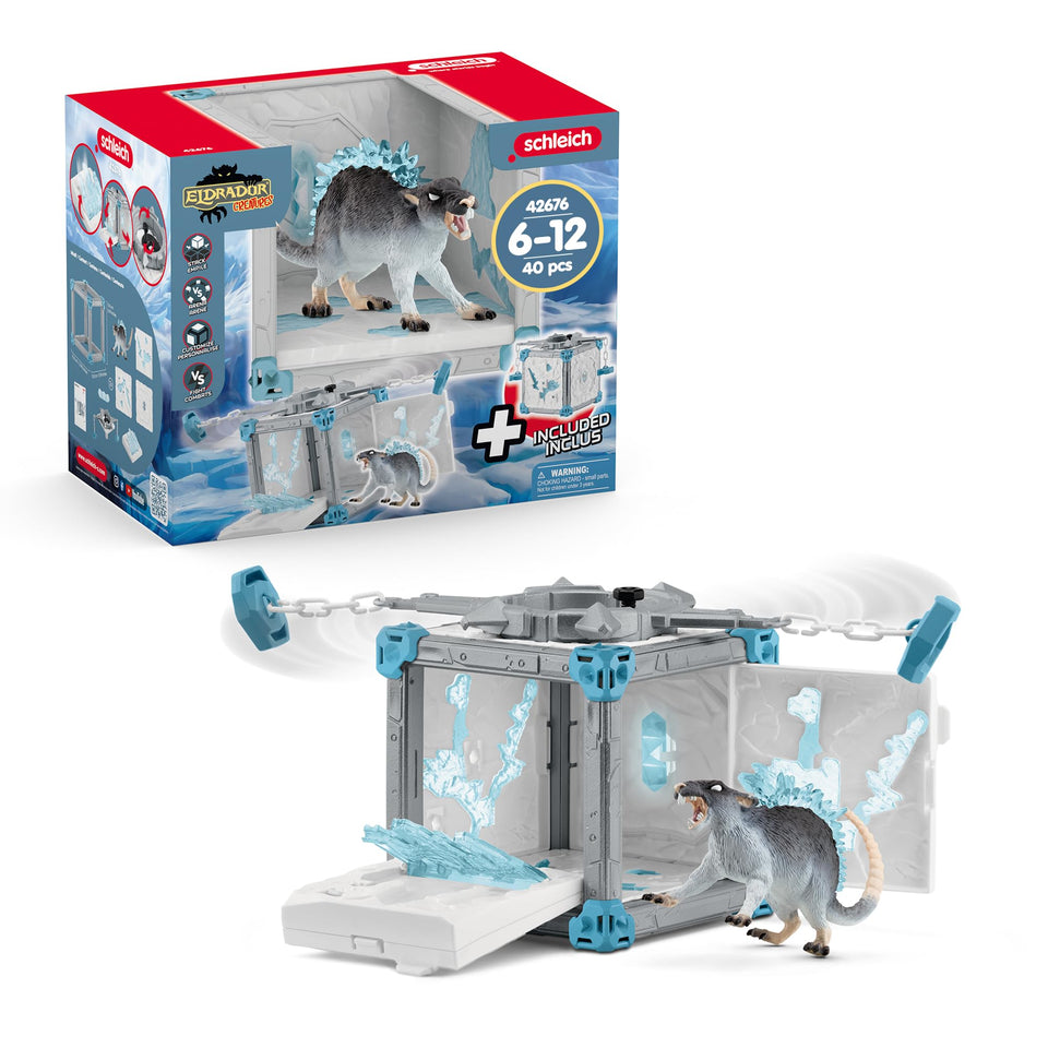 Schleich Eldrador frozen rat figurine inside ice battle cave for imaginative play