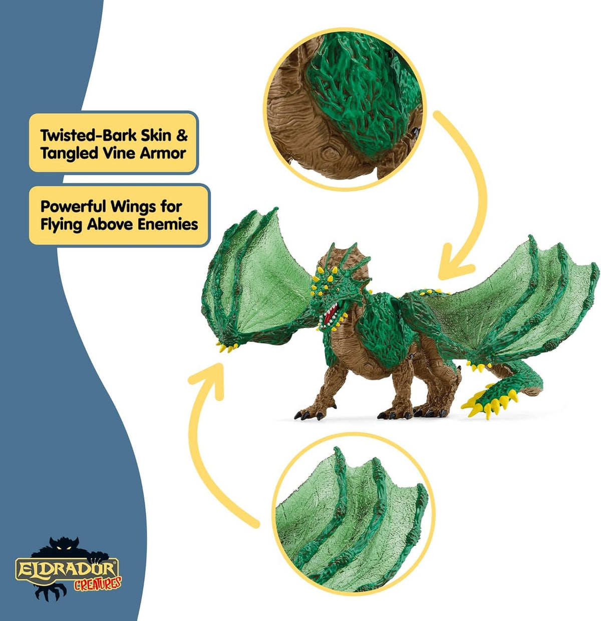 Schleich Eldrador Jungle Dragon claws and jaw for dramatic action.