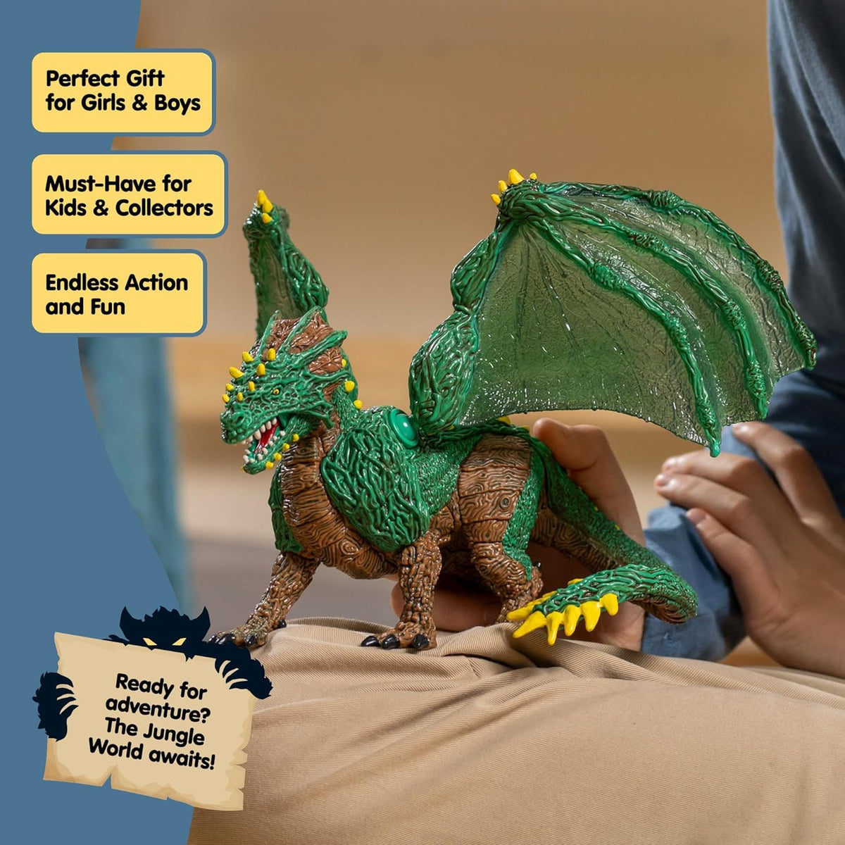 Schleich Eldrador Jungle Dragon thorn wings and vine detail for realism.