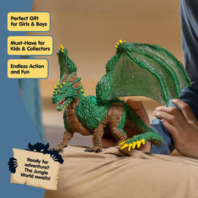 Schleich Eldrador Jungle Dragon thorn wings and vine detail for realism.