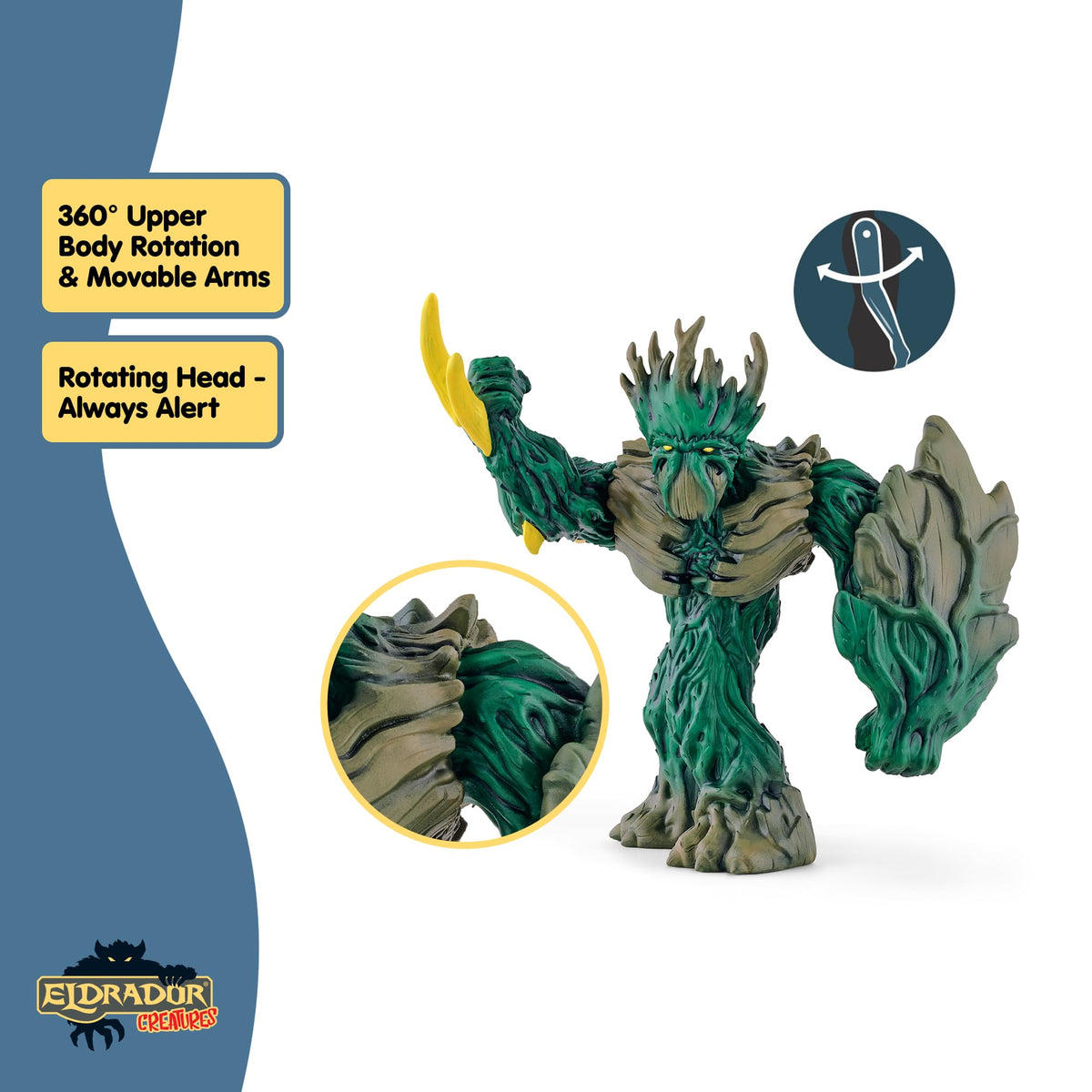 Schleich Eldrador Jungle Emperor camouflaged like a tree in its world.