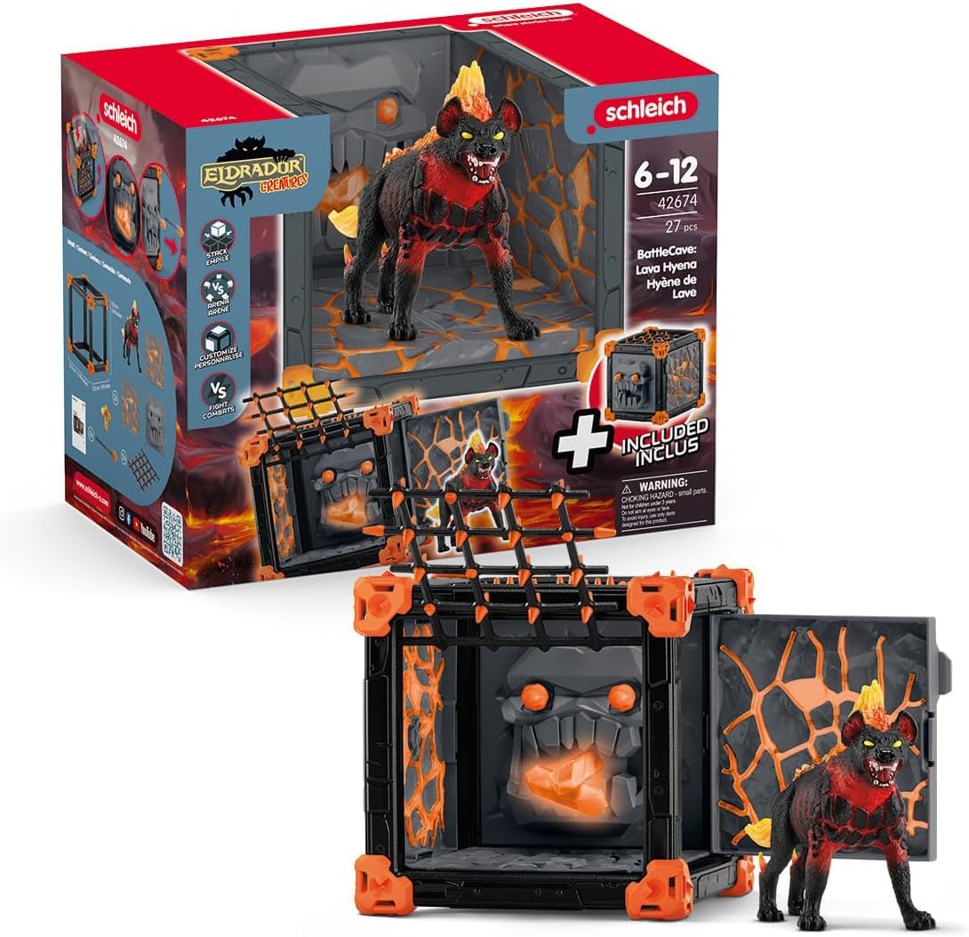 Schleich Eldrador Lava Battle Cave 27pc with Hell Hound for imaginative battles