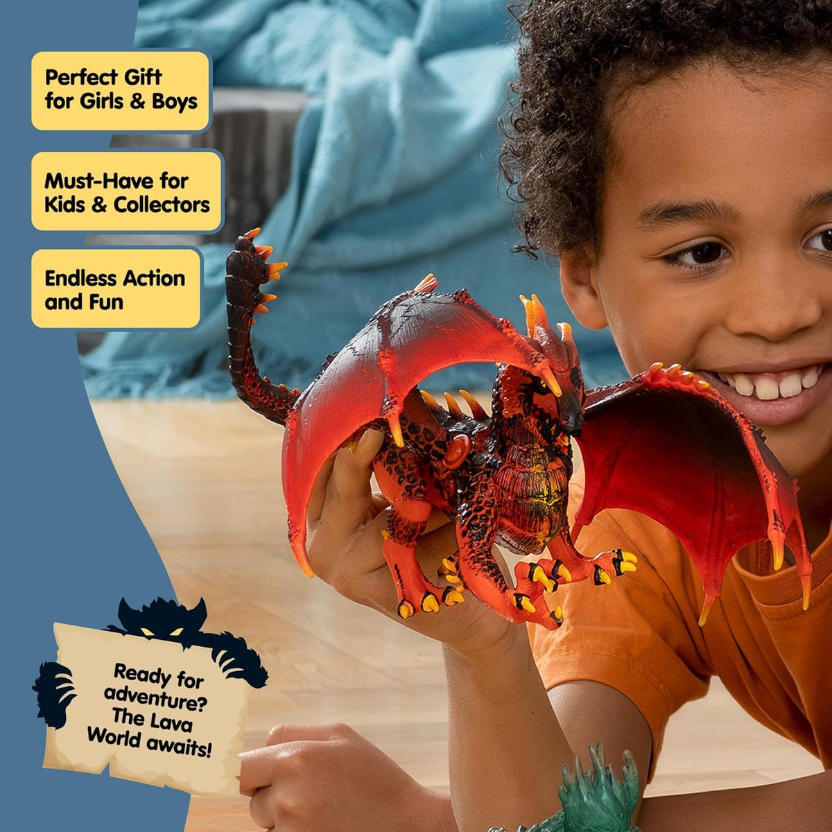 Schleich Eldrador Lava Dragon with volcanic horns and claws for dramatic visuals.