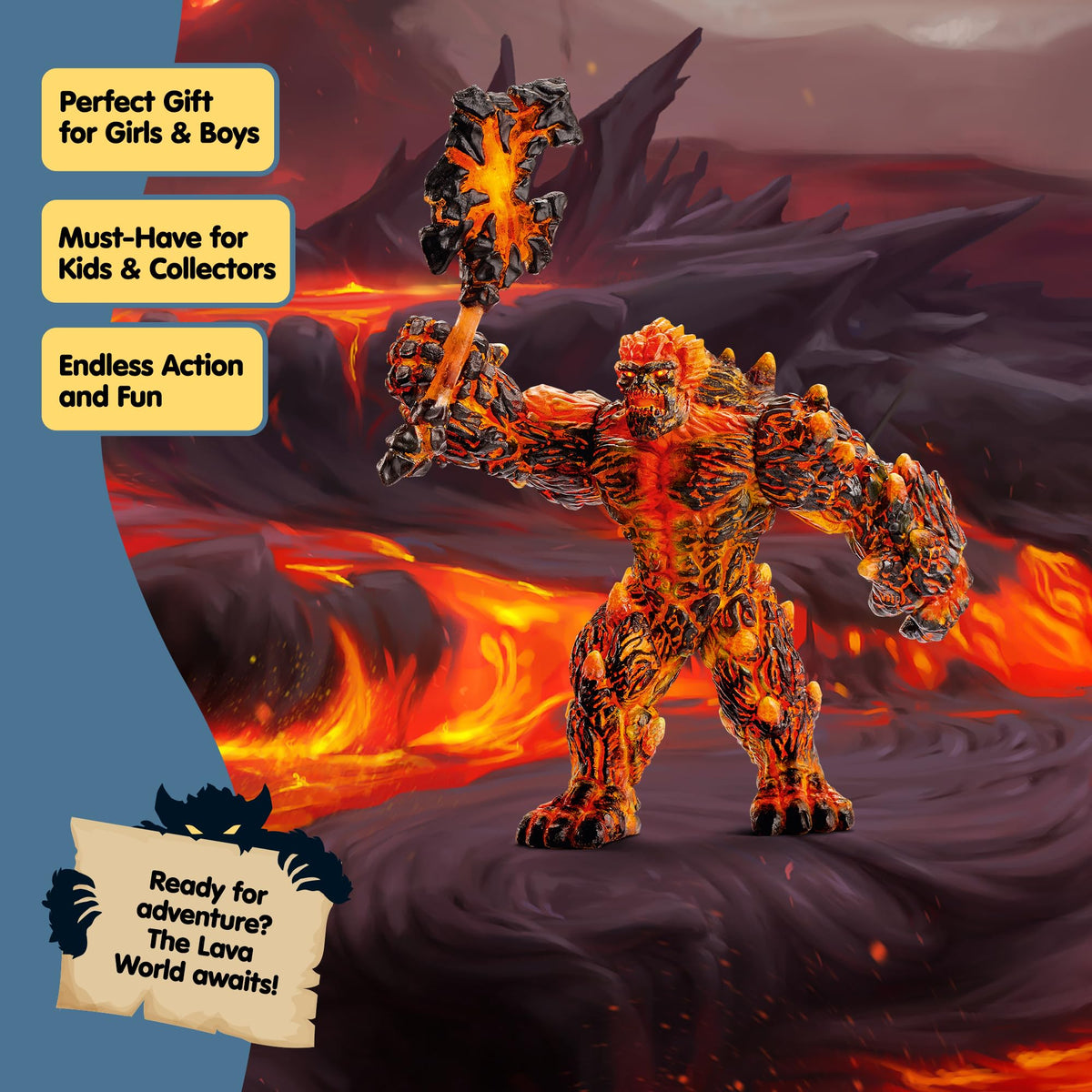 Schleich Eldrador Lava Monster with posable joints for dynamic poses.