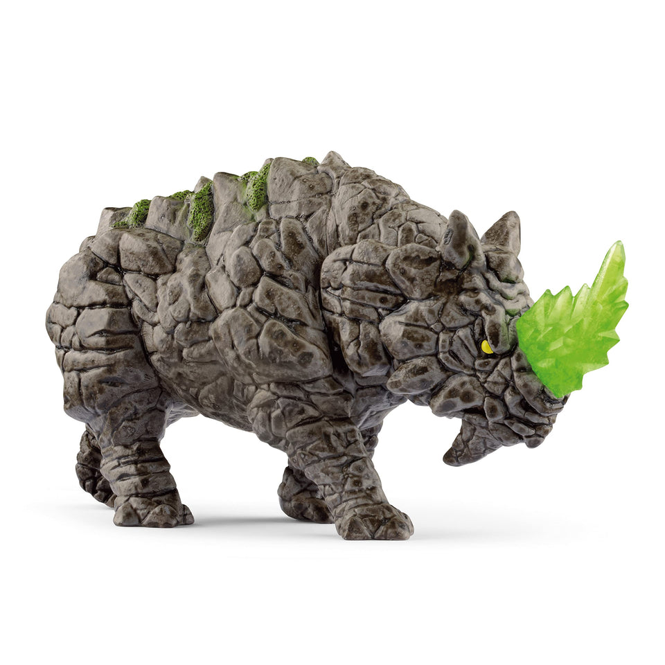 Schleich Eldrador Stone Battle Rhino front view showing rugged stone textures for imaginative play