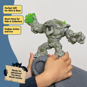 Stone monster with movable arms allows dynamic pose for epic battles.