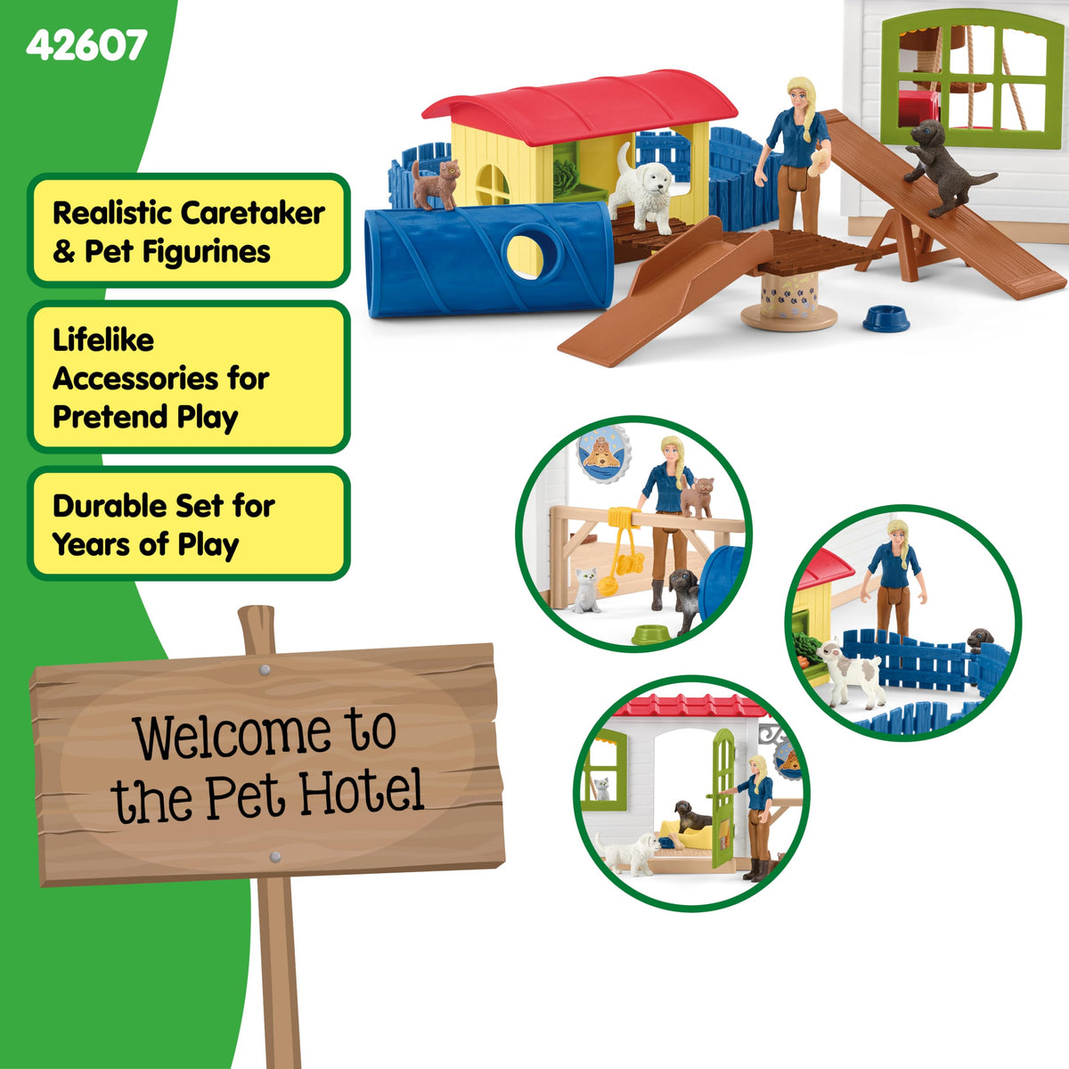 Schleich Pet Hotel bunnies seesaw image for interactive storytelling and cooperative play.