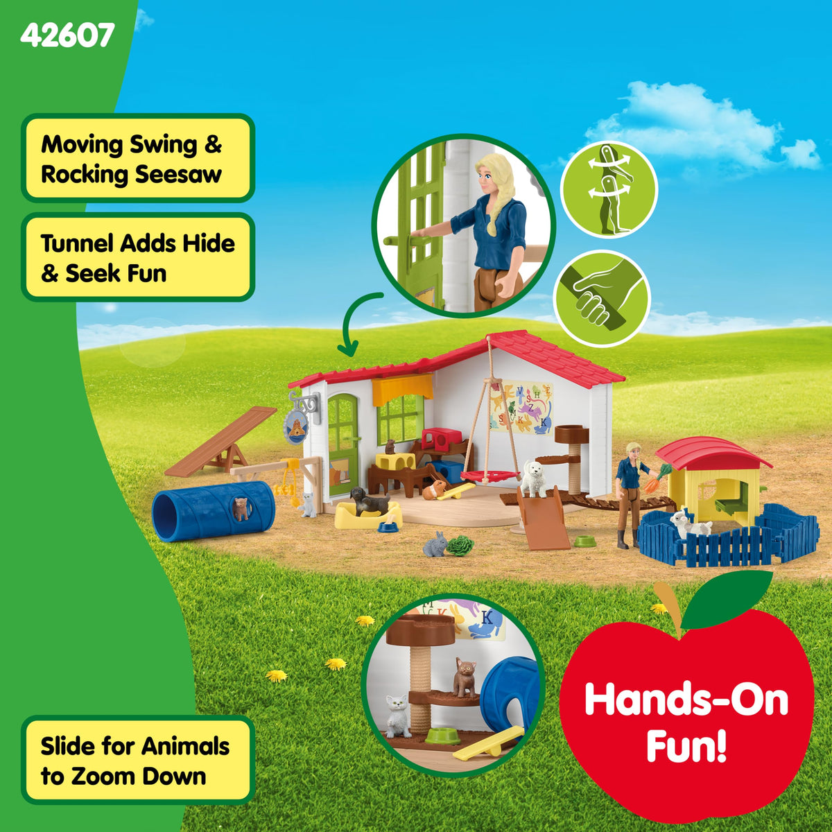 Schleich Pet Hotel gerbil tunnel image inviting exploration and gentle care.