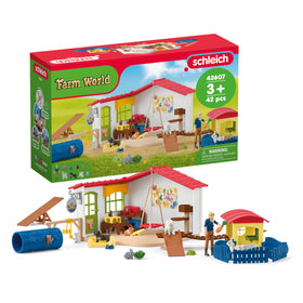 Schleich Pet Hotel puppies tunnel image showing inviting, imaginative play and motor skill growth.