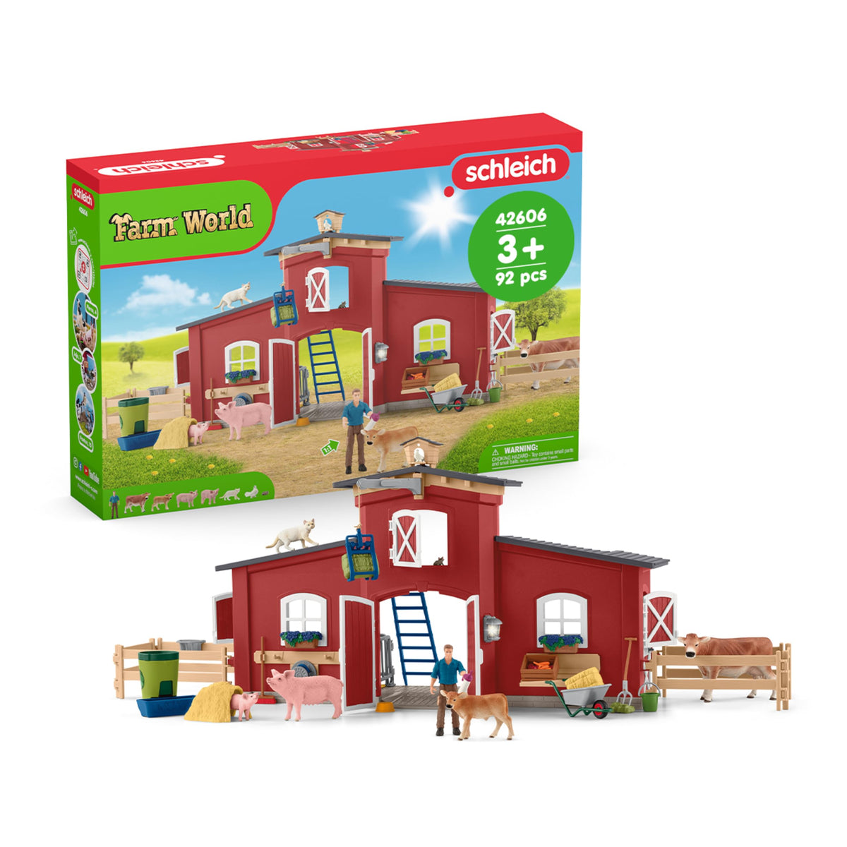 Schleich Farm World Red Barn Playset barn with swinging doors for interactive storytelling