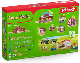 Schleich Farm World Red Barn Playset bird perched near the fence