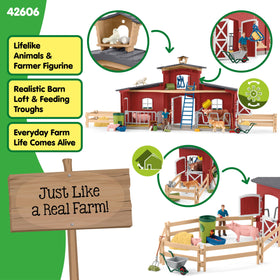 Schleich Farm World Red Barn Playset cow figure with calf for nurturing scenes
