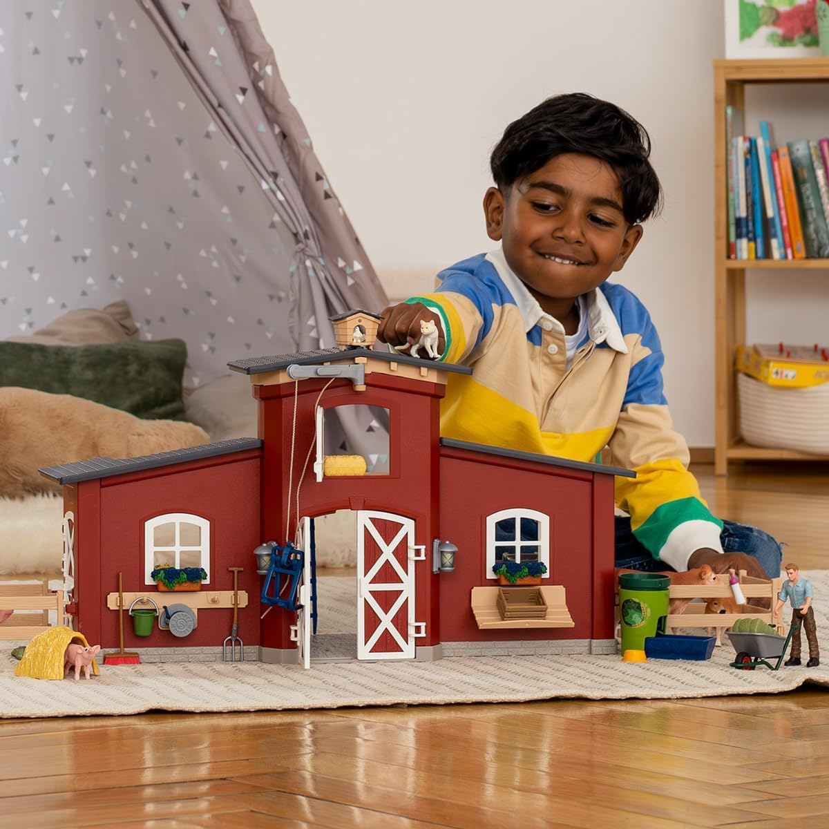 Schleich Farm World Red Barn Playset kitty cat for playful chase scenes