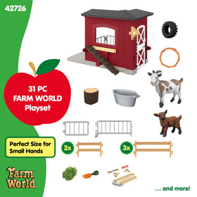 Schleich Farm World animals explore around the stable for imaginative scenes