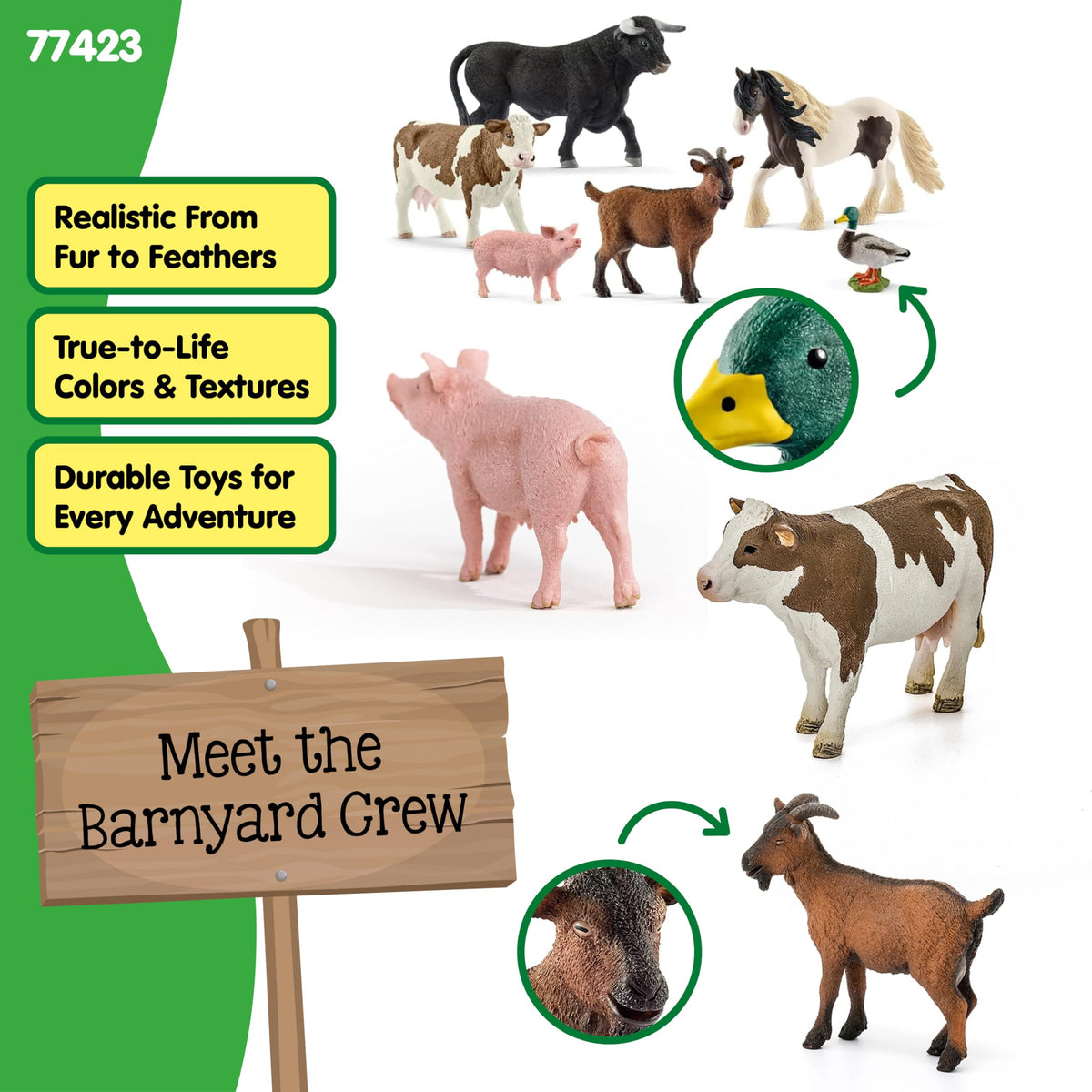 Schleich Farm World bull figurine adds bold action to barnyard adventures.