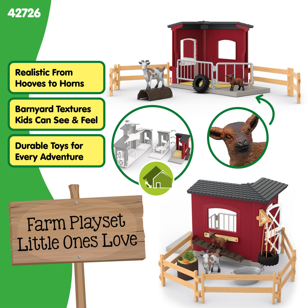 Schleich goat stable ramp feature for interactive entry and exit play