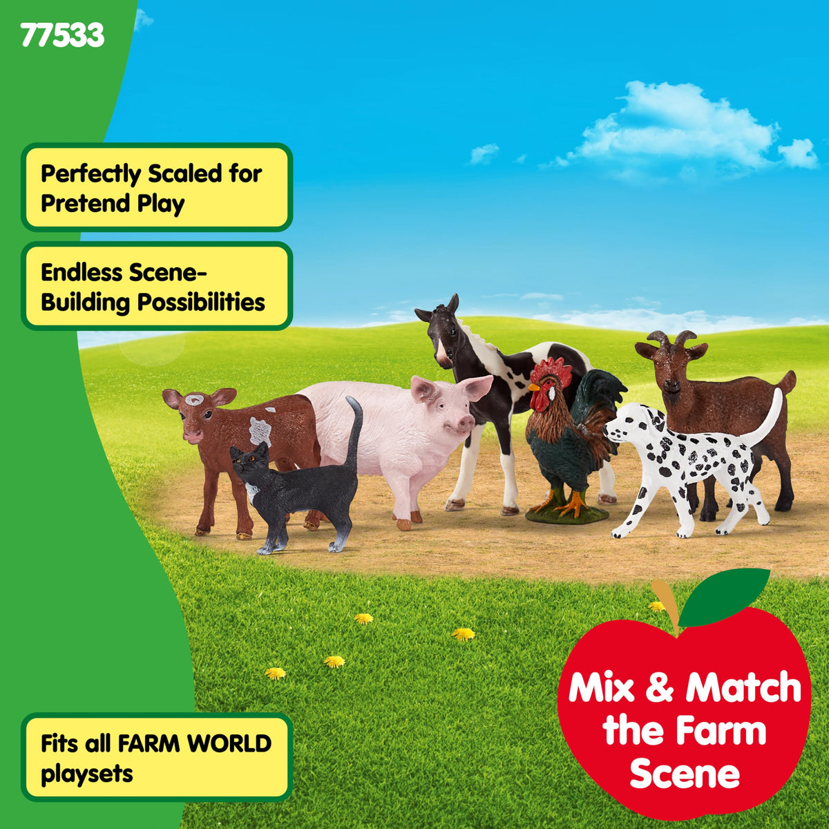 Schleich Farm World goat figure supports pretend farming and storytelling.