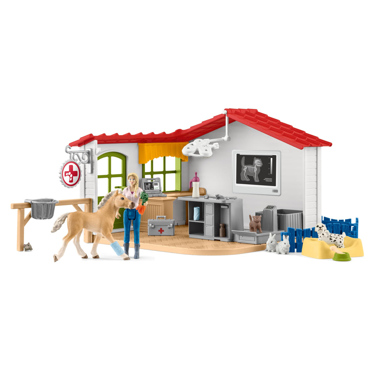 Schleich Vet Practice office building enhances pretend clinic workflows.