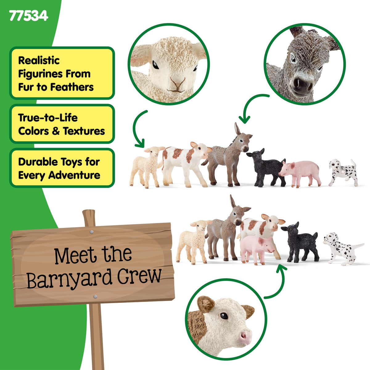 Schleich Farm World piglet figure displayed, supports early animal recognition and storytelling.