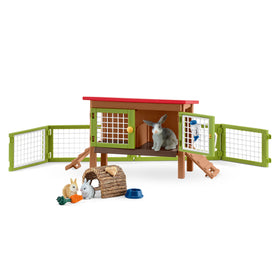 Schleich Farm World Rabbit Hutch Playset: mom rabbit figure with inviting shelter for imaginative play