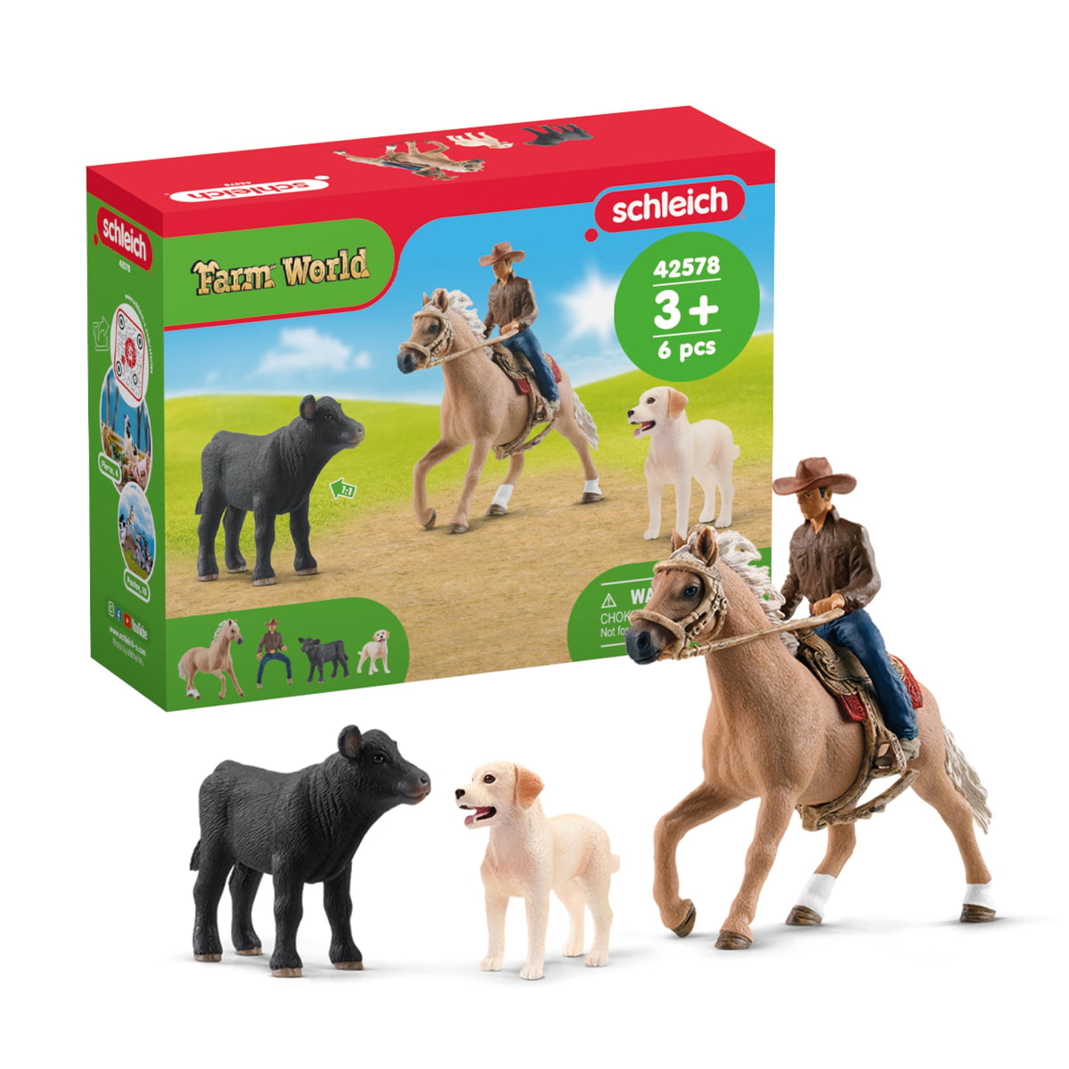 Schleich Farm World rodeo calf adventure set featuring vivid figures for imaginative play.