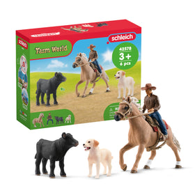 Schleich Farm World rodeo calf adventure set featuring vivid figures for imaginative play.