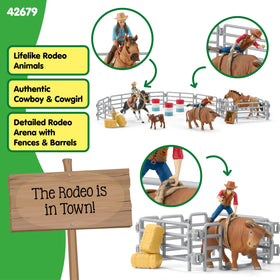 Barrel set from Schleich Rodeo Playset enhances arena challenges.