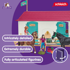Schleich Hannah family dollhouse interior highlights cozy kitchen and hearth for family storytelling.