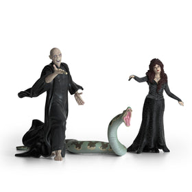 Schleich Voldemort, Bellatrix Lestrange, and Nagini 3pc group figures for collectors and display.