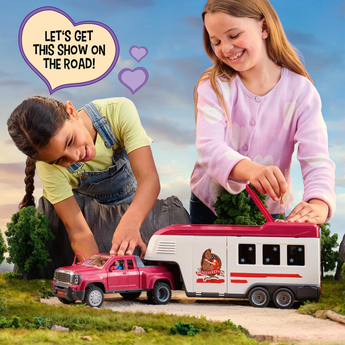 Schleich Lakeside trailer ready to receive horses for load-and-go adventures