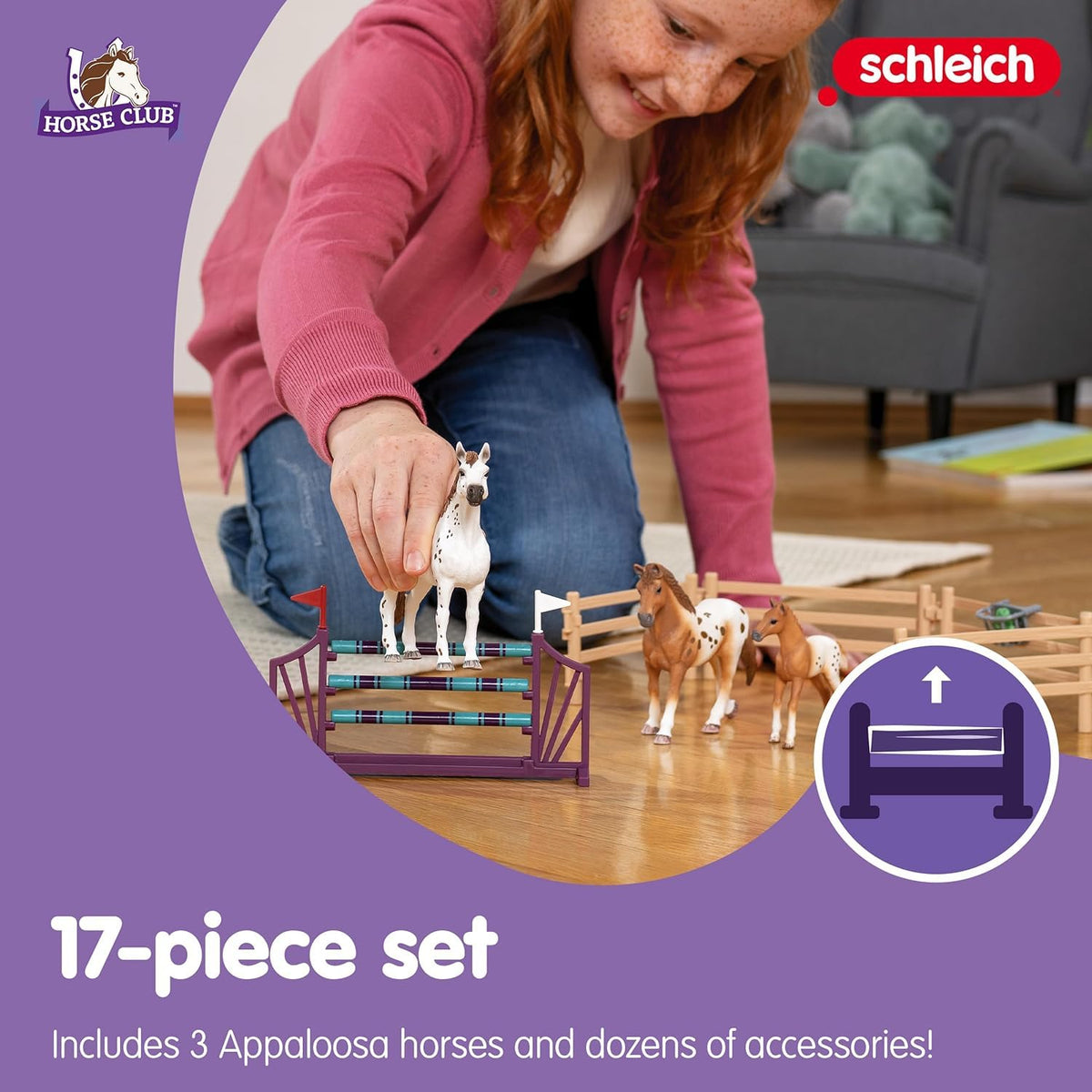 Schleich Horse Club adjustable show jump and fences enable course customization.