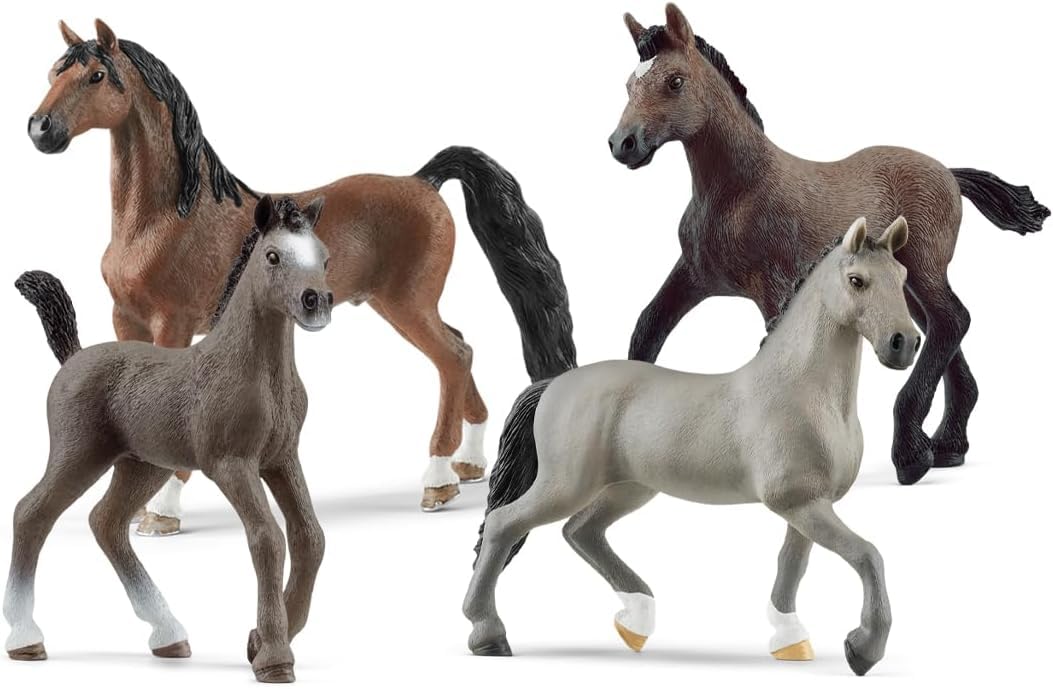 Schleich Horse Club 4pc set showcases stallion and foal for imaginative play.