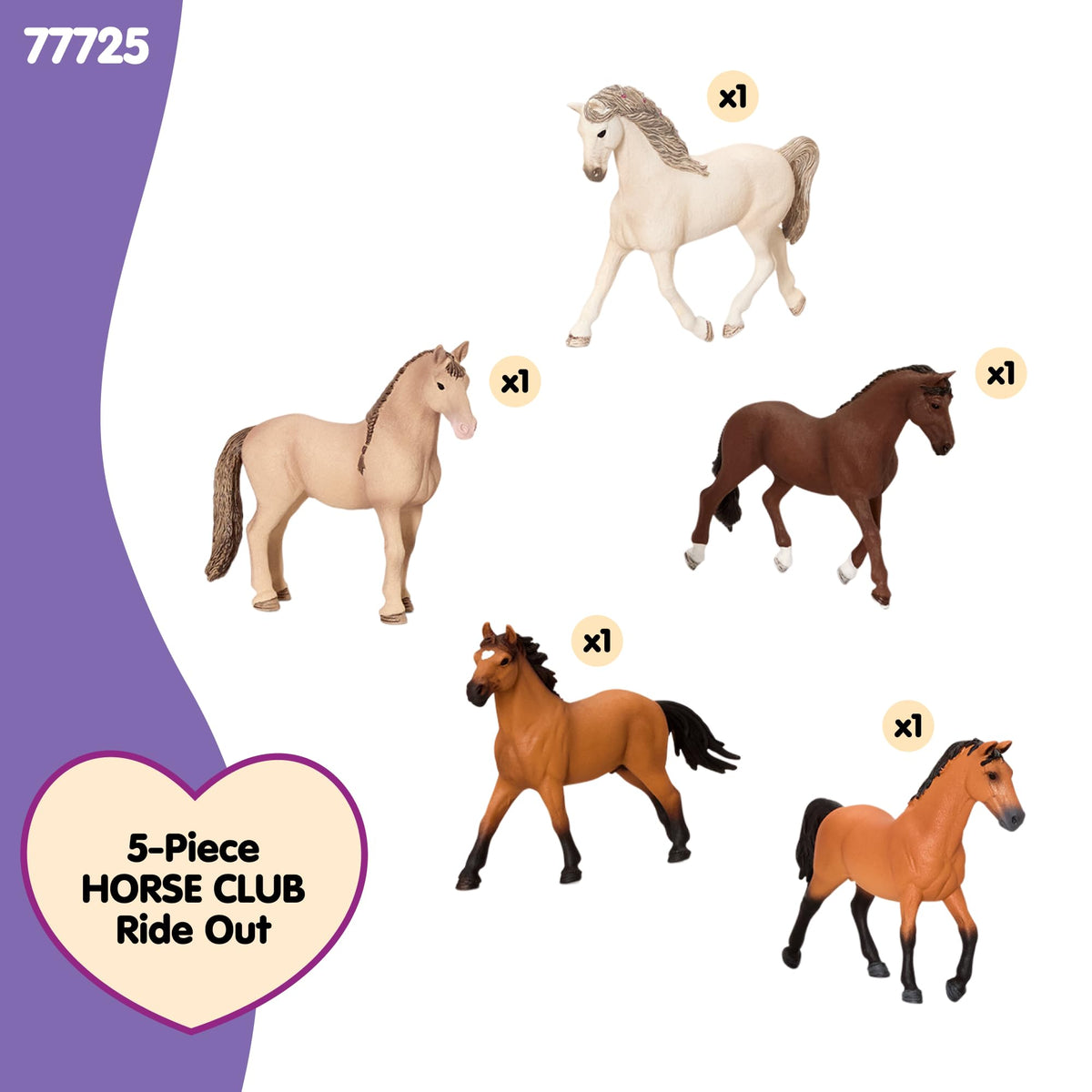 Schleich Horse Club 5-piece set image collection for screen-free horsemanship.