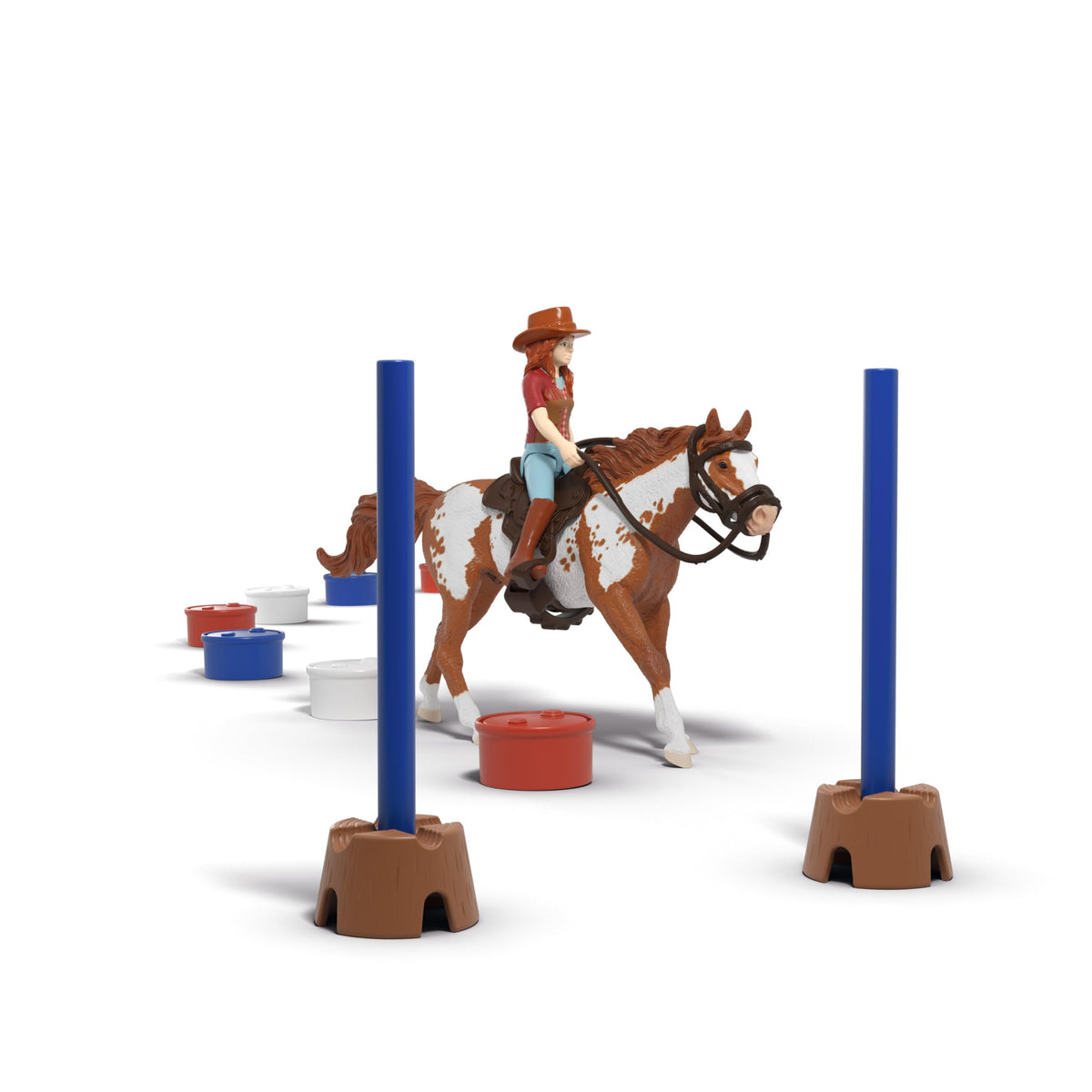 Schleich Horse Club Hannah's Western Adventure barrels for classic barrel racing challenges at home.