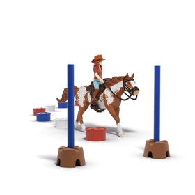 Schleich Horse Club Hannah's Western Adventure barrels for classic barrel racing challenges at home.