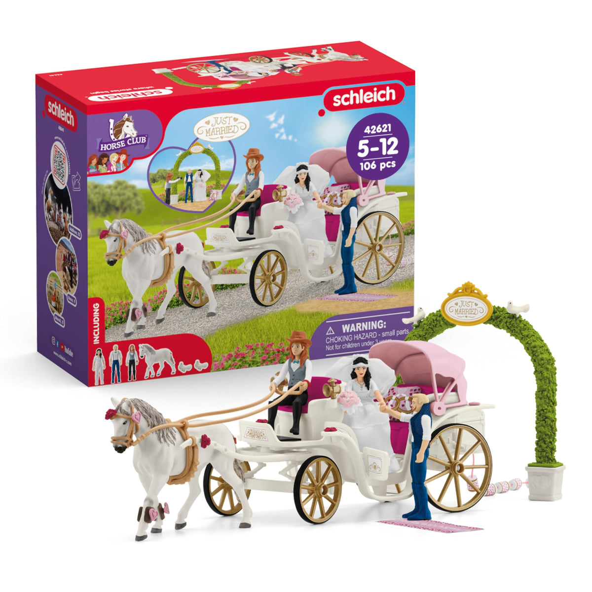 Schleich Horse Club wedding carriage with bride and groom for imaginative pretend weddings