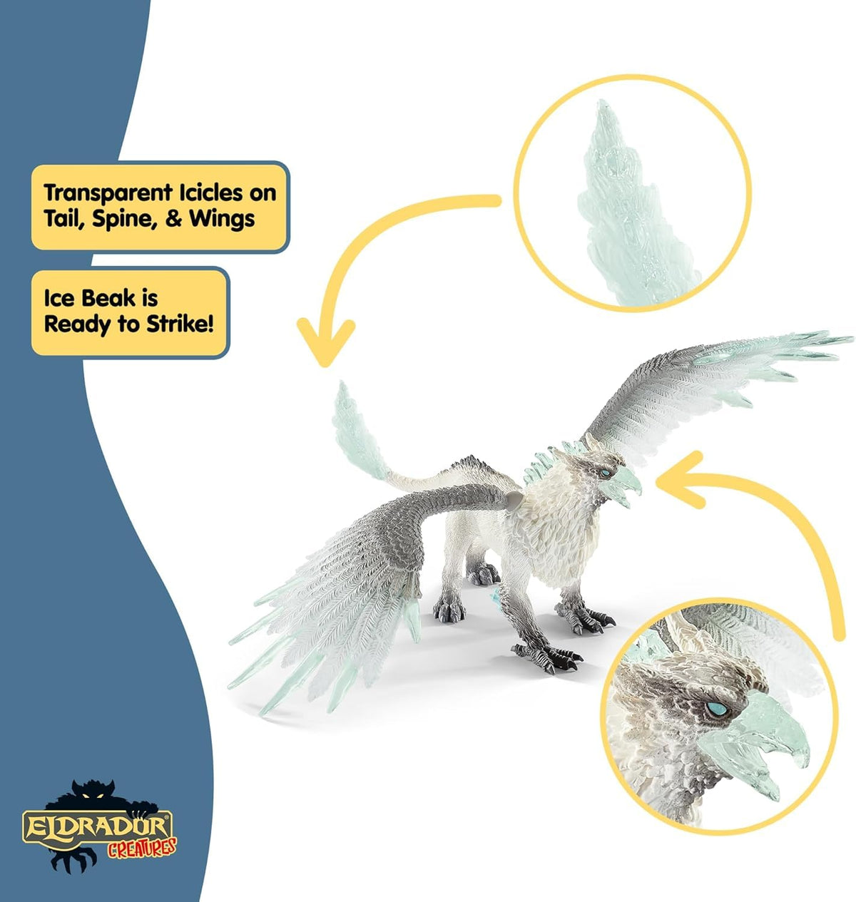 Schleich Ice Griffin translucent wings showcase wintry detail and movement.