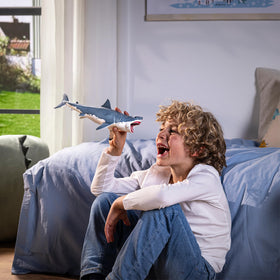 Schleich Megalodon open-mouth pose for realistic ocean display.