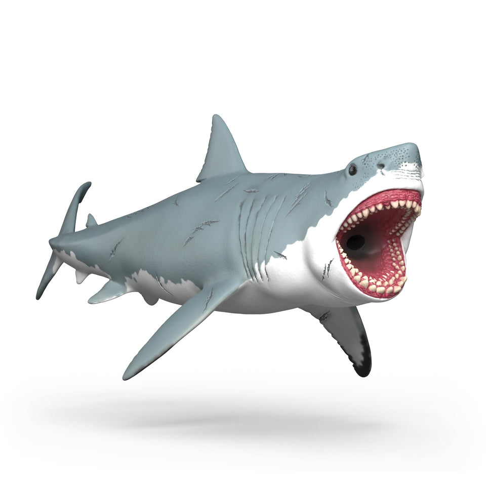 Schleich Megalodon scarred skin for imaginative ocean adventures.