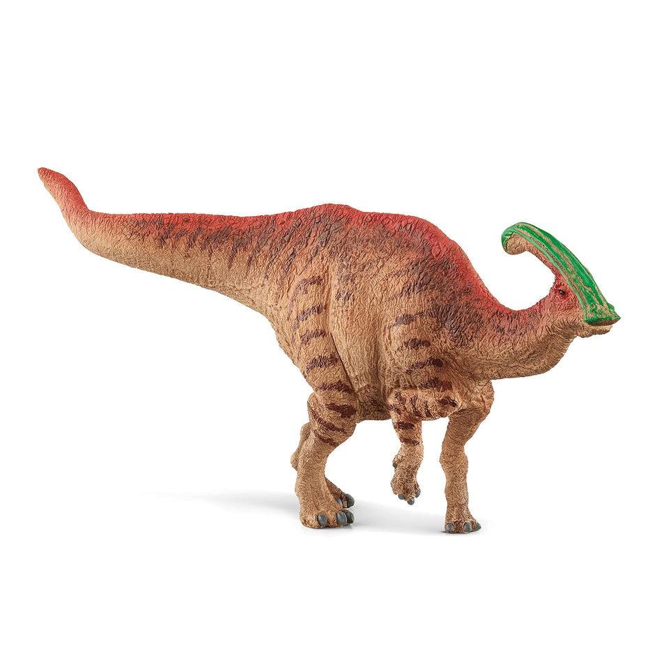 Schleich Parasaurolophus crest detail enhances realistic prehistoric storytelling.