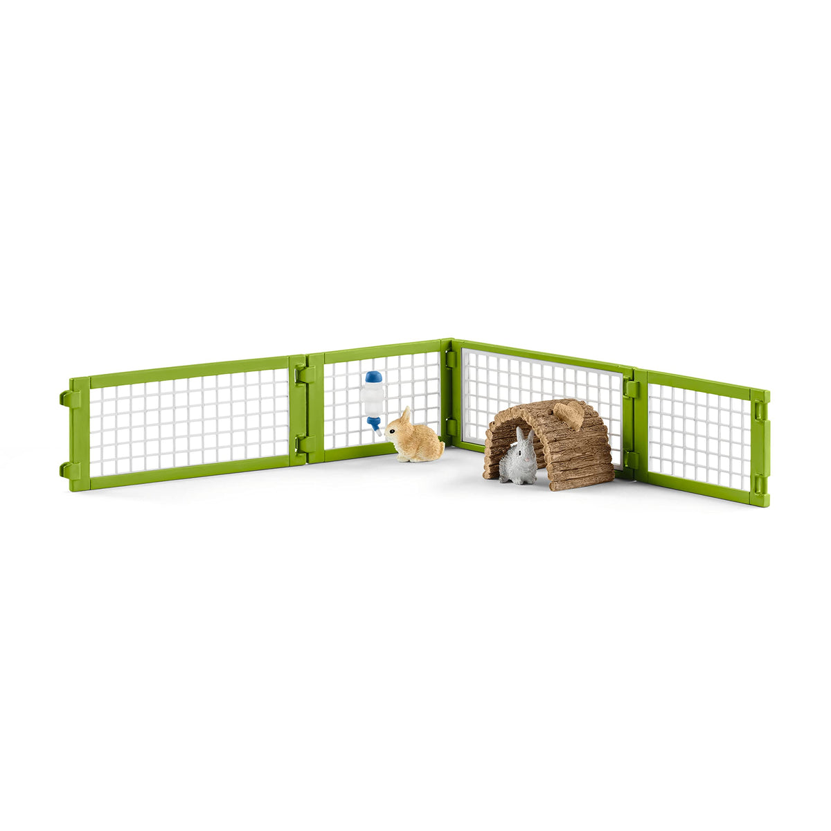 Schleich rabbit hutch playset with open doors for realistic animal movement