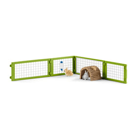 Schleich rabbit hutch playset with open doors for realistic animal movement