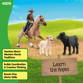 Schleich removable bridle and Western saddle add authentic riding gear.
