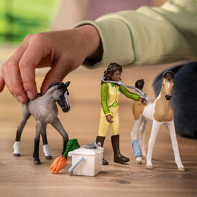 Schleich Sarah posable figurine in action for storytelling.