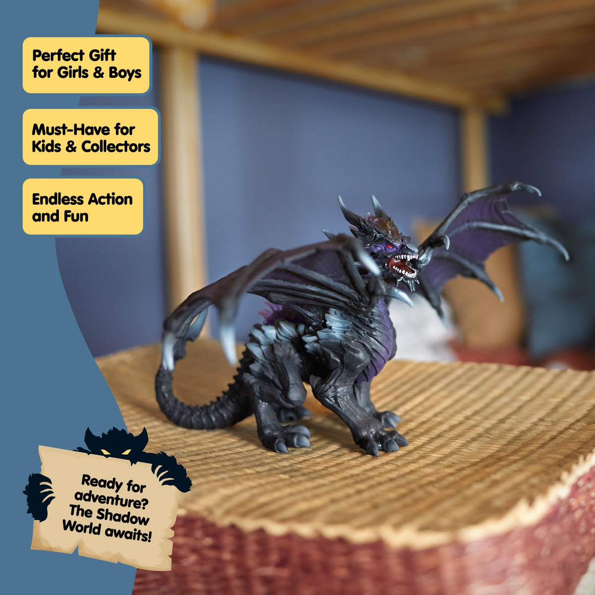 Schleich Shadow Dragon in battle-ready pose sparks imaginative battles and stories.