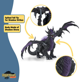 Schleich Shadow Dragon shows detailed horns for authentic Eldrador scenes.