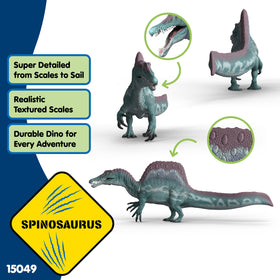 Schleich Spinosaurus detail close-up – textured skin for hands-on learning and display.