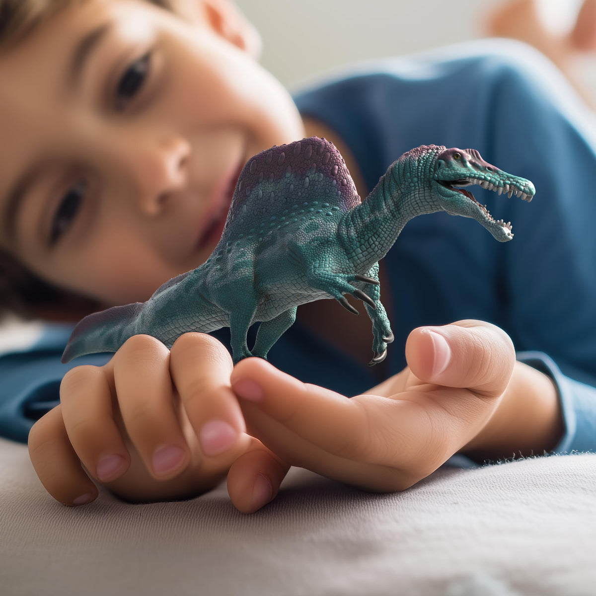 Schleich Spinosaurus with open jaws – dramatic pose sparks storytelling adventures.