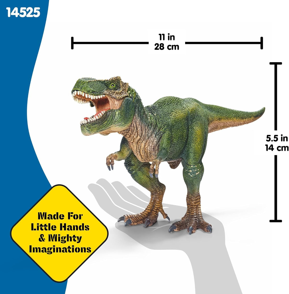 Schleich T‑Rex stands 11 inches tall for a commanding scene